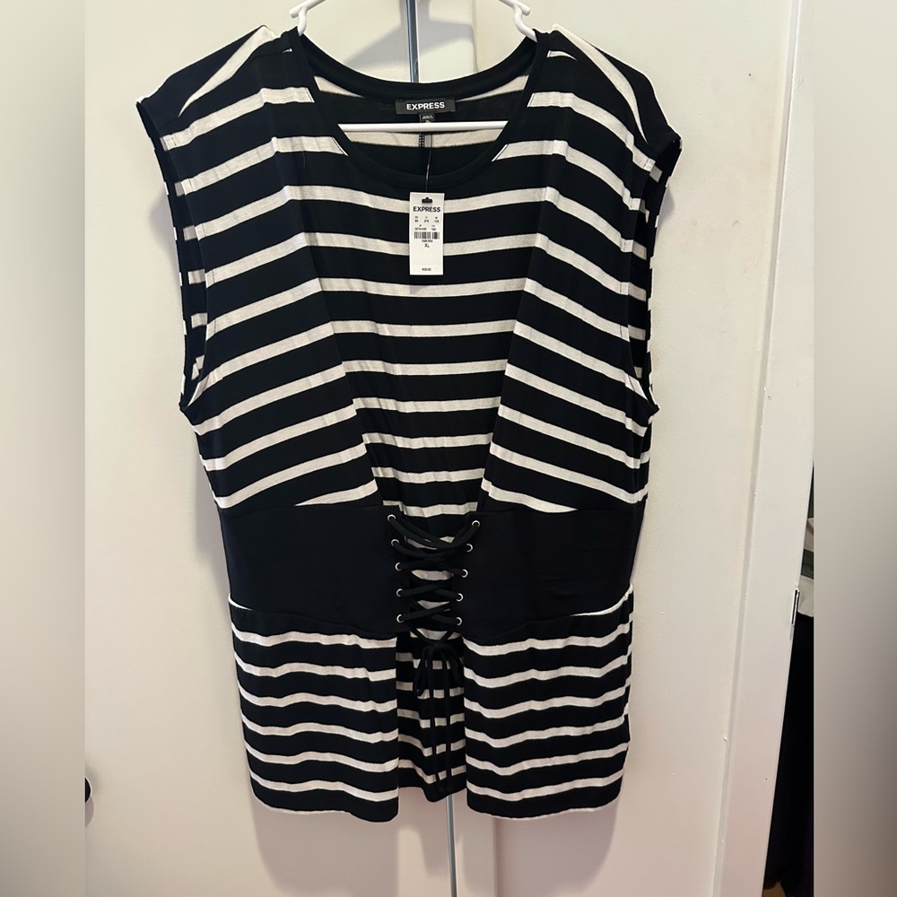 🆕 Striped Muscle Tee with Built-in Corset